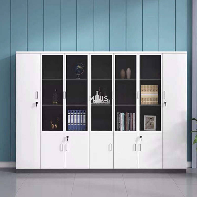 Büro-Executive-Möbel, moderner, weißer, großer, hoher Aktenschrank