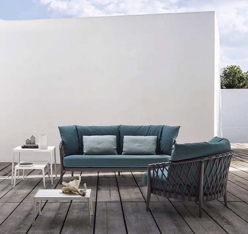 Outdoor-Garten-modernes Seil-Metall-wasserdichtes langlebiges Sofa