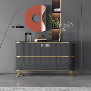 Wohnzimmer moderner schöner schwarzer Sideboard mit Marmoroberteil