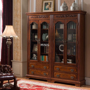 Amerikanischer Stil großer Holzbuchhandel mit Glasfeileschrank