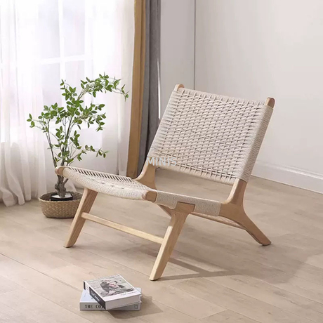 Gartenmöbel für den Außenbereich, gewebtes Seil, robuster schöner Holzstuhl