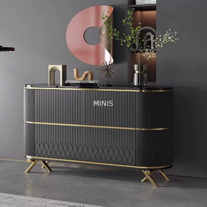 Wohnzimmer moderner schöner schwarzer Sideboard mit Marmoroberteil
