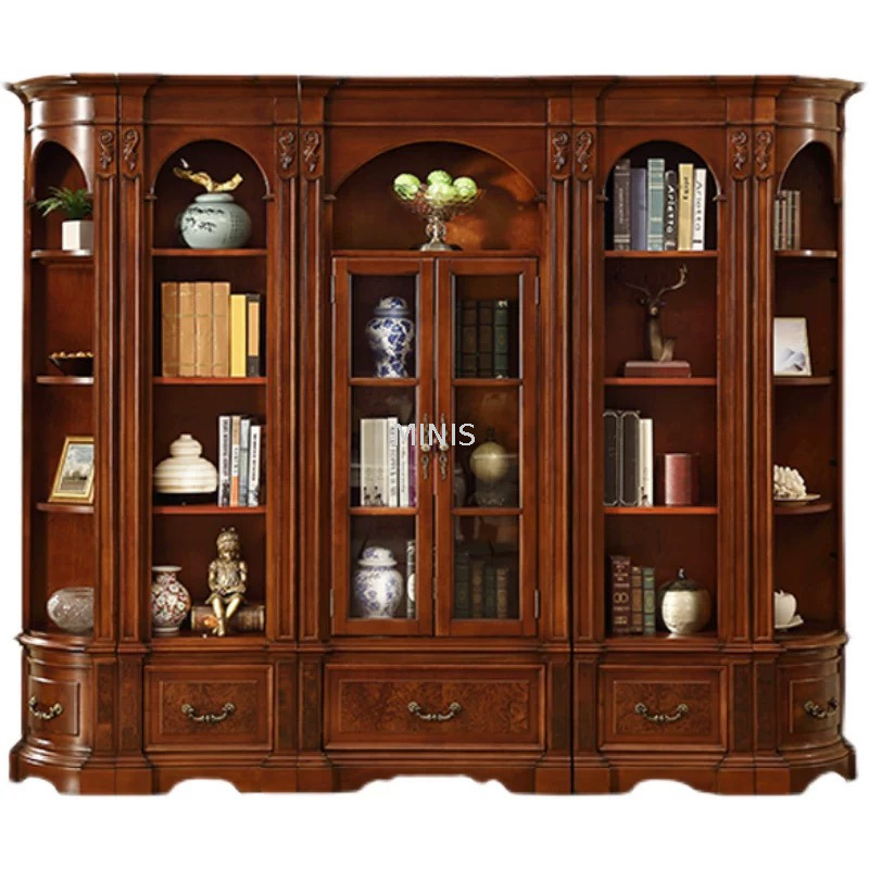 Amerikanischer Stil großer Holzbuchhandel mit Glasfeileschrank