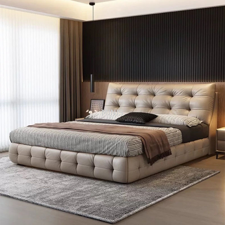 Schlafzimmermöbel moderne komfortable echte Lederbett