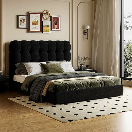 Schlafzimmermöbel bequemer schwarzer Samtkönig/Queensize -Bett 