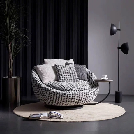 Italien Wohnzimmer runder drehbarer Schalensofastuhl mit Tablett