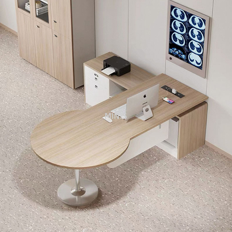 Rechteck rund Holzbüroschreibtisch mit Seitenecktisch