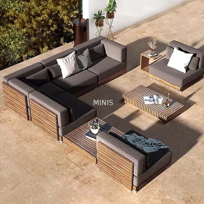 Moderner Garten im Freien Teakholz Holz wasserdichtes haltbares Sofa