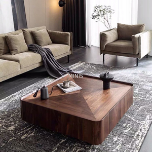 Lounge-Wohnzimmer-Couchtisch aus quadratischem Holz mit Schubladen