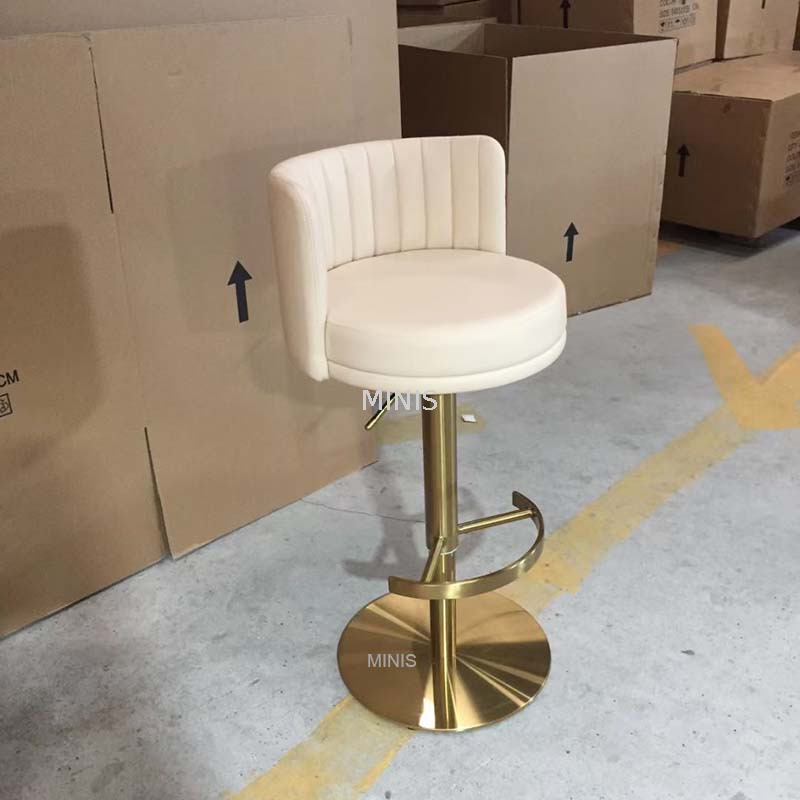 Kneipstuhl Gold Metall a -verstellbarer schwarzer Samt Stoff Stuhl Stuhl
