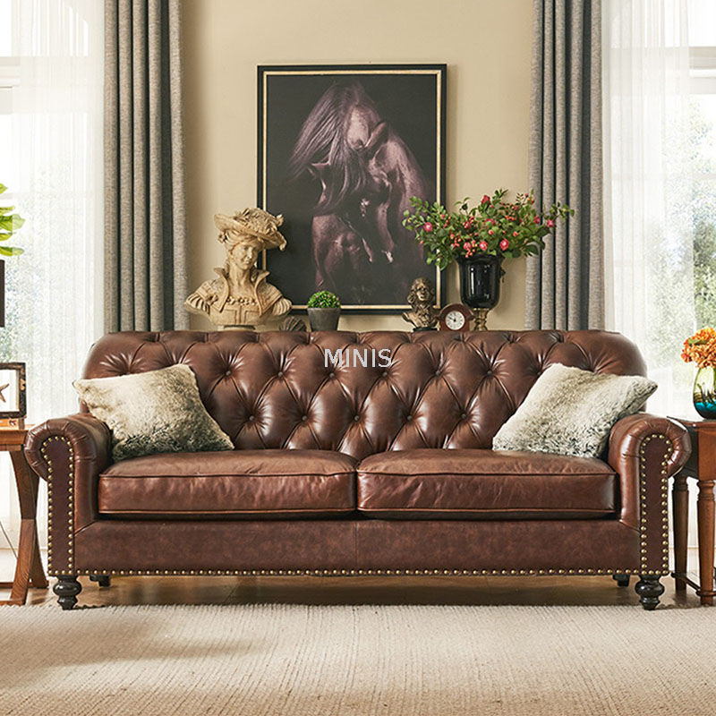 Wohnzimmer amerikanischer Stil Langlebiger reiner Kuhlederstuhl