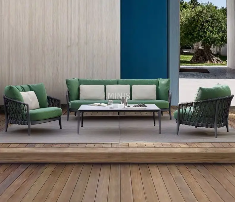 Garten im Freien moderne Seil Metall wasserdichtes langlebiges Sofa